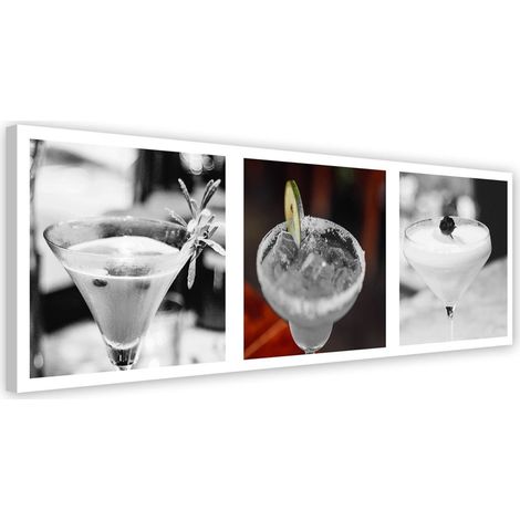 Cadre déco Cocktail noir et blanc Panorama 90x30 (1/5)