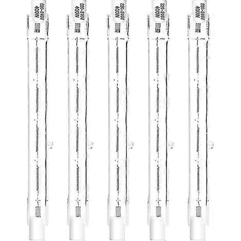 Lot de 5 ampoules halogènes R7s 118 mm 400 W à intensité variable 220-240 V, culot J118 (1/5)