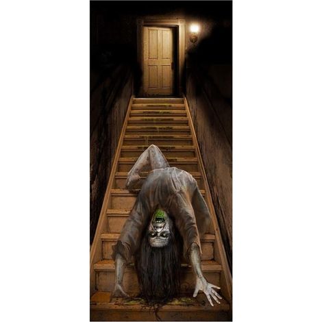 Décoration Porte Escalier en Tissu (80x180 cm) - Idéale pour Fêtes d'Halloween et Célébrations - Décoration Murale, de Porte et de Fenêtre - Multicolore