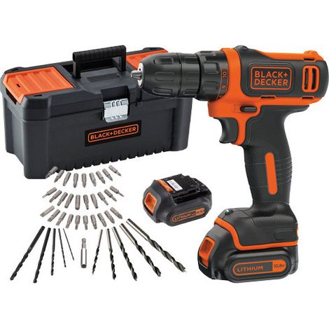 Perceuse-visseuse 10,8V 1,5Ah – compacte et légère – 40 accessoires – Black+Decker BDCDD121BKA