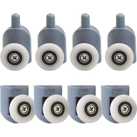 Roulettes de porte de douche 23mm Lot de 8 roulettes ABS et alliage Pour verre 5-6mm Glisse silencieuse et durable (1/5)