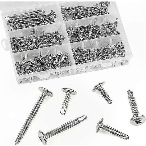Vis hexagonale inox autoforeuse, fixation robuste pour métal, tête plate acier inoxydable, vis à tôle auto-taraudeuse durable, usage polyvalent multiple (1/5)