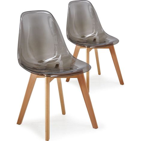 Lot de 2 chaises scandinaves Larry Plexi Fumé