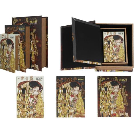 Carmani, 3 scatole di cartone/imitazioni di libri - Gustav Klimt/Il Bacio (set) (1/5)