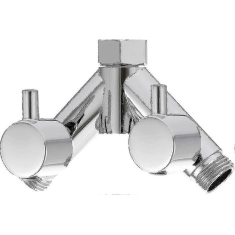 Robinet inverseur en laiton, vanne d'arrêt de douche, raccord en Y à 2 voies 1/2 pouce pour flexible et pommeau de douche, chromé (1/4)