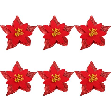 GARRYFIZH Nouvelle petite fleur de Noël double couche multicolore, ornement de Noël, accessoire de décoration pour sapin de Noël - rouge (1/5)