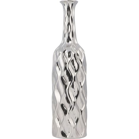 Decorative Vase BASSANIA Stoneware 45 cm Silver