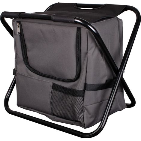 Siège de pêche pliable avec sac isotherme - Tabouret de camping - Couleur : noir