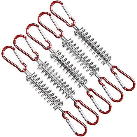 Heringe für Outdoor-Camping, Stahl-Zeltfeder, Seilspanner mit Clip, 5er-Pack.