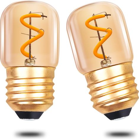 Ampoules LED Vintage E27 1.5W, Mini Ampoules LED Filament Spirale, Lumière Tubulaire Edison T28 Blanc Chaud 2200K, Verre Ambré, 35 Lumens, Non Variateur, Lot de 2