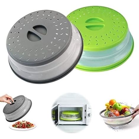 Coperchio per microonde, confezione da 2 coperchi retrattili per microonde, coperchio per alimenti, coperchio antivapore pieghevole con funzione filtro