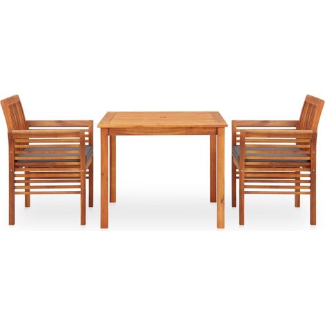 Maison Exclusive - Set da Pranzo da Giardino 3 pz con Cuscini Massello di Acacia (1/5)