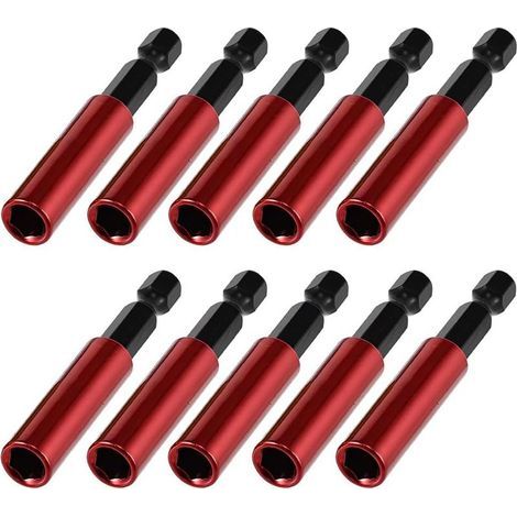 10 pièces de 60 mm de longueur Porte-embouts Magnétiques, Acier S2 Porte Embout Visseuse a Choc, Rallonge Visseuse Tige hexagonale 1/4 pouce (1/5)