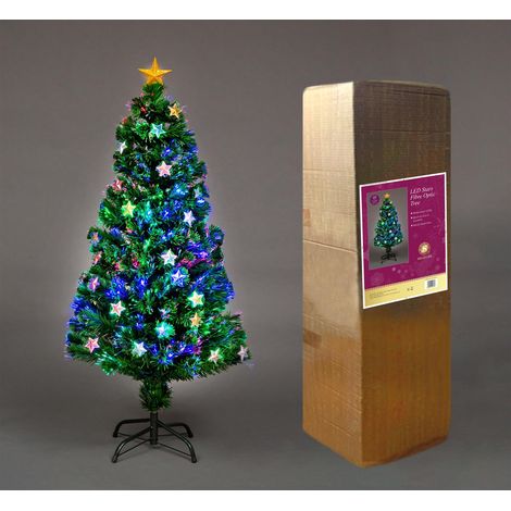 5ft 150cm Fibre Optic Christmas Tree With LED Stars Xmas Home Decor Decorations (1/5)
