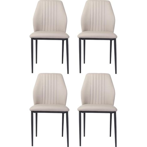 Esszimmerstühle 4er Set, gepolstert Kunstleder, Beige, Metallbeine (1/5)