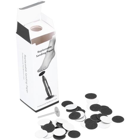 Lot de 100 disques abrasifs + 1 tige de rechange pour outil de pédicure électrique anti-callosités (15 mm / 0,59 pouce) (1/5)
