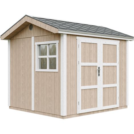 Caseta de jardín de CALIDAD PREMIUM 5.9 m²-L294xW250cm - Construcción con paneles LP Smartside - con Suelo y Tejas Bituminosas - TIMBELA M913A-TERRA BROWN (1/5)