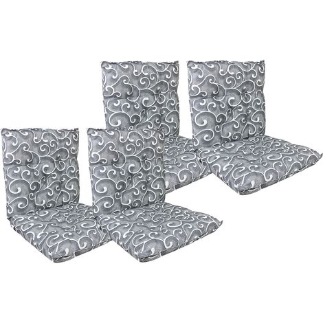Set Cuscini Sedia Con Schienale Imbottiti Con Laccetti Banda Elastica 40 x 80 Cm InalayGrigio - 4 Pezzi