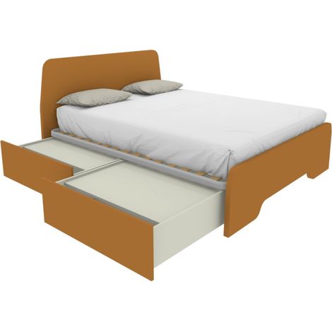 Letto matrimoniale 160x200 con testate sagomate e cassettoni - Zolfo
