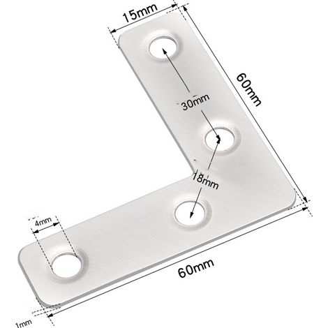 （ 24 pièces équerres plates – 60x60x15mm – Equerre d'angle avec une excellente protection contre la corrosion, stable & durable (1/5)