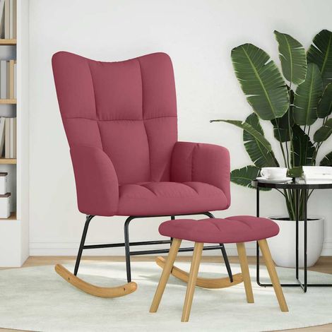 Chaise à bascule avec repose-pied Rouge bordeaux Tissu (1/5)