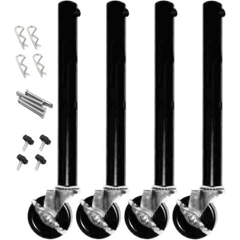 Set mit 4 verstellbaren, klappbaren Tischbeinverlängerungen zur Erhöhung der Tischhöhe, passend für gerade und gebogene Beine, Möbelfüße mit Rollen für einfache Mobilität, 51 cm (1/5)