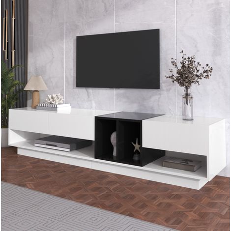 MEUBLIV mobile TV 190 cm bianco e nero – 3 cassetti e 2 vani (1/5)