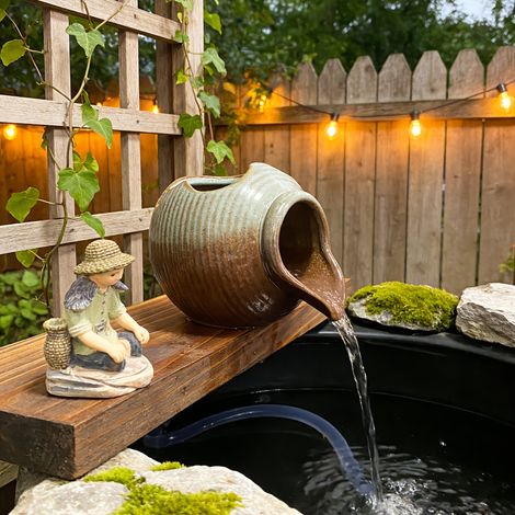 Pot décoratif en céramique artisanal petit format, finition effet four changeant, style rustique/vintage pour intérieur et jardin, vendu seul sans accessoires
