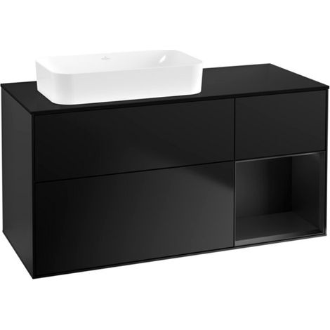 V&B Waschtischunterschrank Wandbeleuchtung Finion 120x60 cm, Reg re bla m Lac, bla m Lac (1/2)