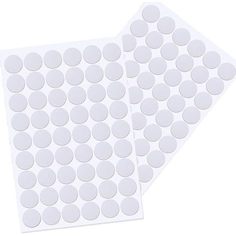Cache Vis, Blanc, Adhesif,Vis Trou Autocollants, Meuble,pour Armoires,Tiroir,Table,Diamètre 20mm 108 Pièces (1/5)