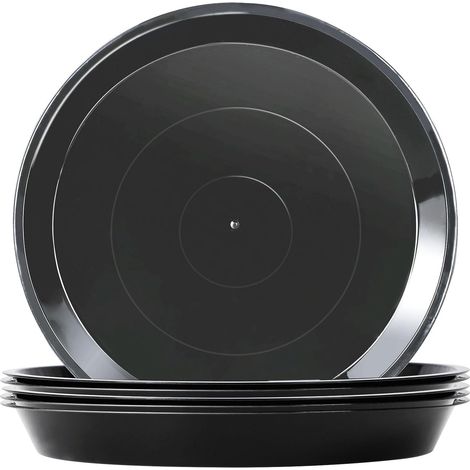 Lot de 6 Soucoupes pour Plantes, Soucoupes pour Pots de Fleurs pour Plantes, Plateaux de Planteur pour Intérieur, Extérieur, Jardin - 14cm/Noir (1/5)