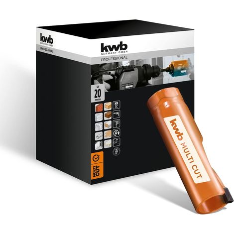 kwb Lochsäge Ø 20 mm mit hochtemperaturgelöteten, diamantgeschliffenen Zähnen, schneller Spanabfuhr, 6-mm-Zentrierbohrer für den universellen Einsatz