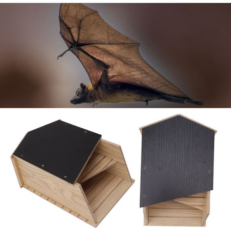 Nichoirs à chauves-souris extérieurs en bois à double paroi, nichoirs à chauves-souris pour avant-toits de jardin (1/5)