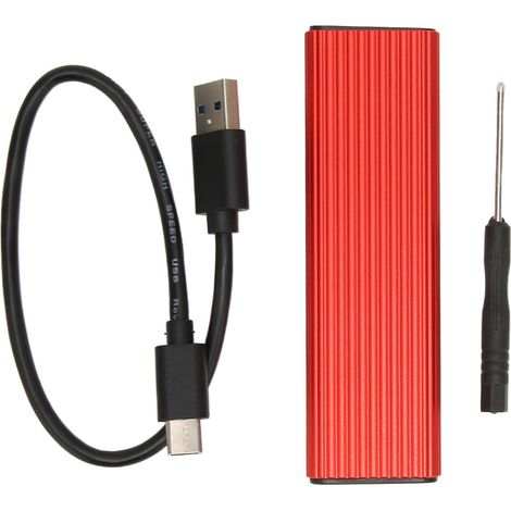 Boîtier adaptateur SSD M.2, installation sans outil, USB-C 3.1, protocole NGFF, rouge, pour ordinateur portable ou externe (1/5)