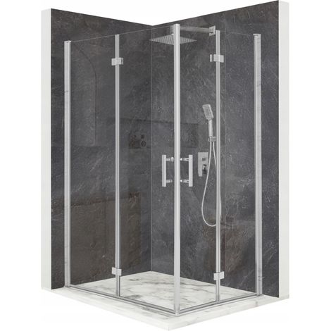 Cabine de douche - 120 x 90 x 195 cm - Verre de sécurité trempé 6 mm - Chrome - Portes pliantes (1/5)