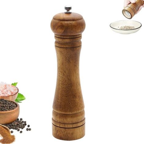 8-Zoll-Salz- und Pfeffermühle aus Eichenholz, verstellbar (1/5)