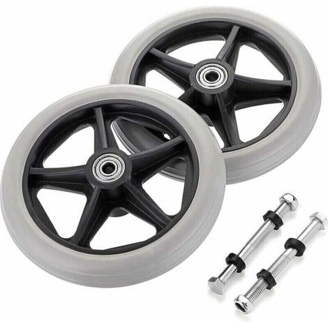 Roues De Remplacement En Caoutchouc - 150 mm - Pour Fauteuil Roulant Et Déambulateur - Fixation Axiale 8 mm - Lot De 2