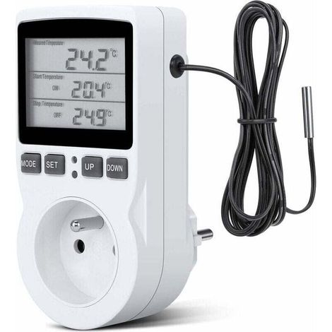 Prise Thermostat, Prise Minuteur Digital, Prise Programmable Digitale avec Sonde, Minuterie Numérique Programmable, Prise Thermostat chauffage pour Serre, Aquarium