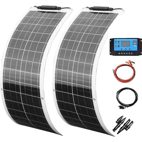 Panneau Solaire Flexible, Haute Efficacité, Compatibilité Polyvalente, kit 100W 12V 24V (1/2)