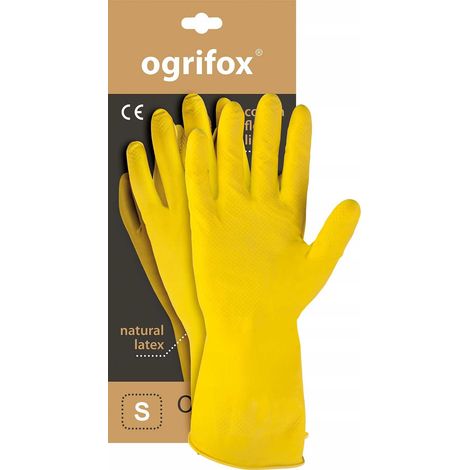 Guanti protettivi in gomma floccata / Gialli / Taglia: 7-S / OX-FLOXS