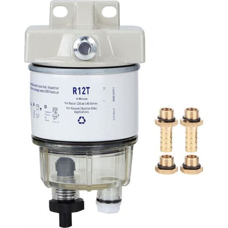 Filtre à Carburant R12T, Séparateur d'Eau de Filtre à Carburant pour Marins Bateaux, Débit de 30 gph