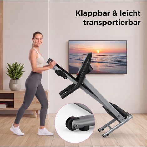 Klappbares Laufband mit Steigung, 2,5 HP, 1000 x 390 mm, mit Griffen, Schwarz/Grau HAVRYA (1/5)