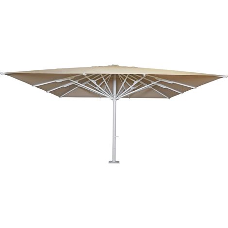 Ombrellone XXL di lusso 5x5m (Ø7,2m) fissaggio su fondamenta in cemento poliestere/alluminio 75kg beige 040003353