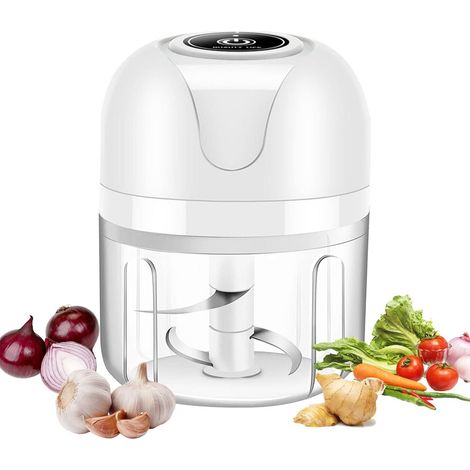 Mini hachoir à ail électrique, robot culinaire électrique rechargeable par USB, presse-ail portable, hachoir à légumes, oignons et viande avec brosse, 250 ml (1/5)