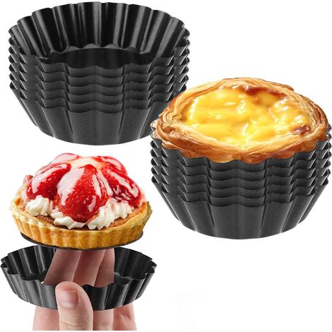 Mini Taartvormpjes - 10 Cm - Verwijderbare Bodem - Ovenbestendig Tot 230 C - Antiaanbaklaag - 12 Stuks (1/5)