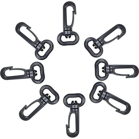 Mousquetons en plastique, mousqueton pivotant en plastique pour porte de poussée - Mousqueton rotatif - Mousqueton rotatif - Fermoir à boucle pour sangle, Noir(1.3cm) (1/4)