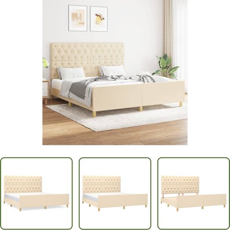 Kopfteil - Bettgestell ohne Matratze Creme 160x200 cm Stoff (1/5)