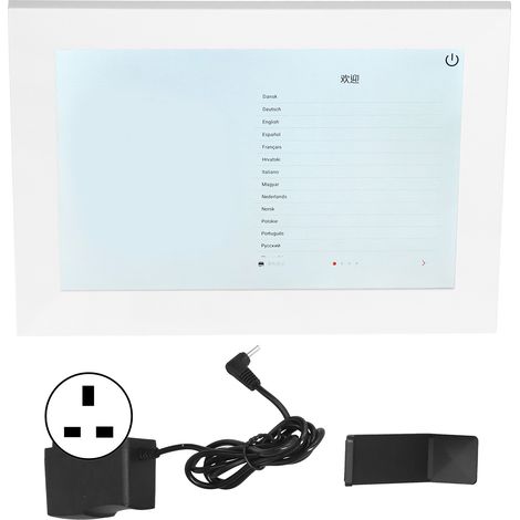 10,1-Zoll-Digitalfotorahmen mit Touchscreen, WLAN, elektronischem Album, Weiß, 110–240 V (UK-Stecker)