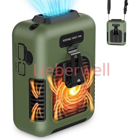 Ventilateur portable , Venti 3en1 8000mAh 25h, vert kaki , ceinture/tour de cou (1/5)