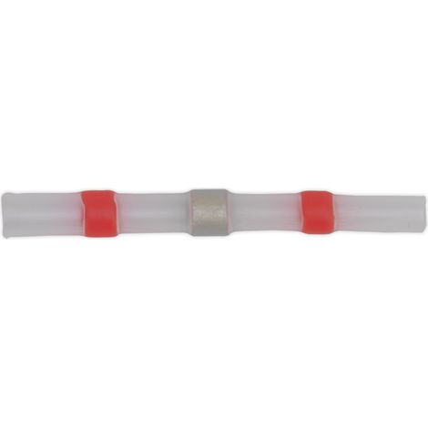 Sealey RTSSB25 Heat Shrink Butt Connector Solder Terminal 22-18 AWG, Red - Pack of 25 (1/2)